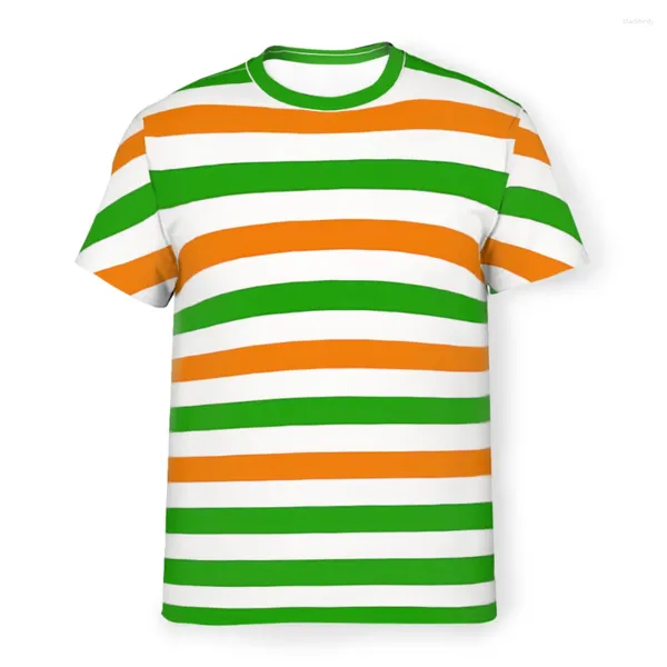 Herren-T-Shirts, Polyester-T-Shirt für Männer, grün, orange und weiß, Kobold, St. Patricks Day, Basic, lässig, dünnes Hemd, neuartiges Design