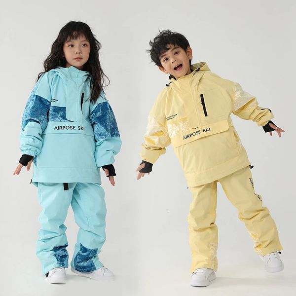 Skianzüge Kinder Skianzug Mädchen Outdoor Snowboard Jacke Overalls Jungen Kinder Set Warme Mit Kapuze Winter Kleidung Winddicht Wasserdicht 231130