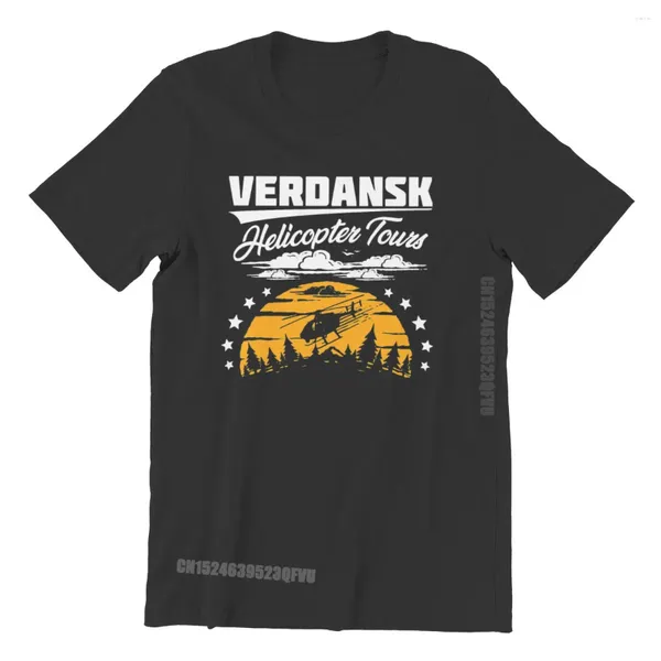 Herren T-Shirts COD Warzone Game T-Shirts für Männer Verdansk Helicopter Tours reine Baumwolle Hip Hop Geschenk Kleidung OutdoorWear T-Shirt