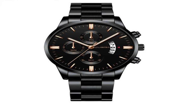 Nxy Fashion Uhren Armbänder für Herren Gold Cuena 845 Men039s Belt Calendar Sports Steel Reloj Dial Watch 2203162317221