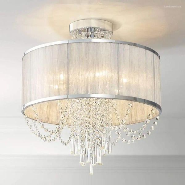 Lustres Viena Espectro Completo Ellisia Luz de Teto Semi-Flush Mount Fixture Prata 19 3/4