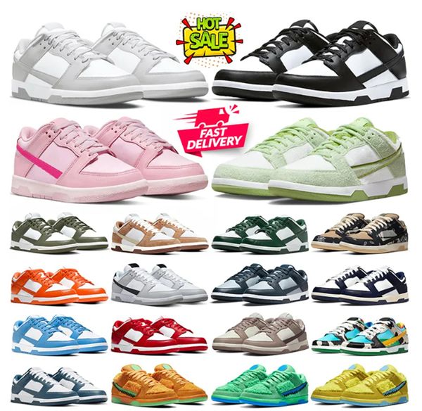 Panda Low Classic Running Shoes para Homens Mulheres Sapatilhas Triplo Rosa Corduroy Cacao Wow Departamento Atlético Cinza Nevoeiro Jarritos UNC Sandrift Outdoor Size36-46