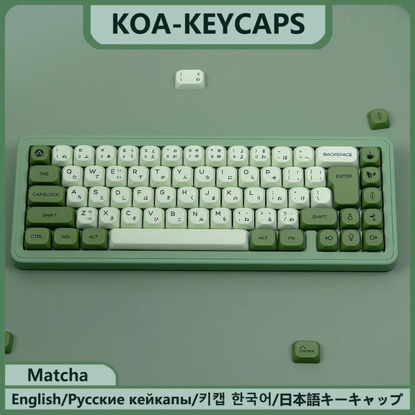 Teclados KBDIY 143 teclas / conjunto russo japonês coreano matcha keycap verde koa pbt teclas para teclado mecânico para gmk67 gmk64 61 231130