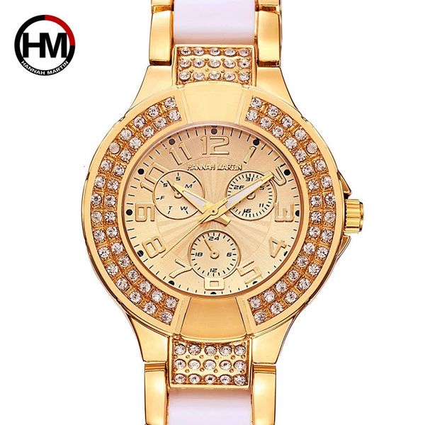 Relógios femininos Hannah Martin Relógio de ouro de luxo feminino relógios pulseira de diamante relógios femininos relógio kol saati relogio feminino reloj mujer 231201