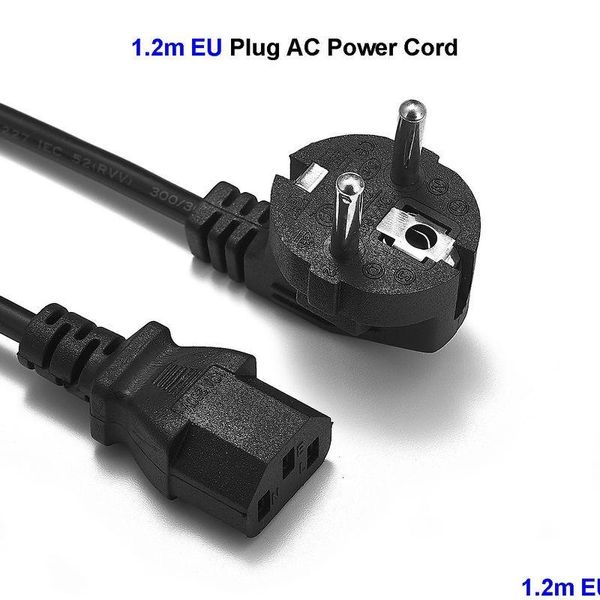 Cavi per computer Connettori 1.2M 3 Pin Eu Us Au Uk Plug Pc Cavo di alimentazione CA Adattatore per stampante Netbook Laptop Giocatori di gioco Fotocamere Europ Dhgb5