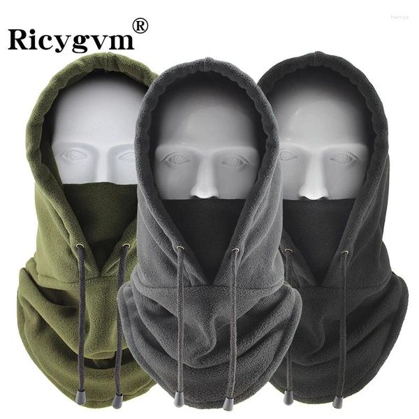 Berets Ricygvm Plush Velvet Hood Beanies para Homens Mulheres Windproof Grosso Máscara Quente Cachecol Chapéu Ciclismo Headgear Cor Sólida Earmuffs Cap