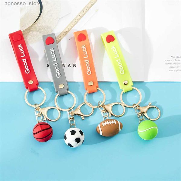 Chaveiros Lanyards Engraçado Esportes Futebol Chaveiro Futebol Basquete Tênis Rugby Pingente Chaveiro Bolsa Pendurado Chave Titular Acessórios Encantos Presente R231201