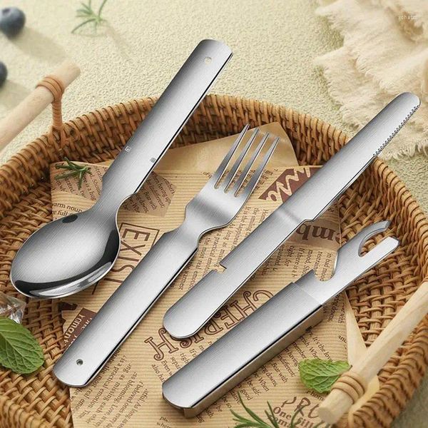 Set di stoviglie Set di posate Cucina per la casa Posate in acciaio inossidabile 4 in 1 Coltelli Forchetta Cucchiaio Apriscatole Stoviglie