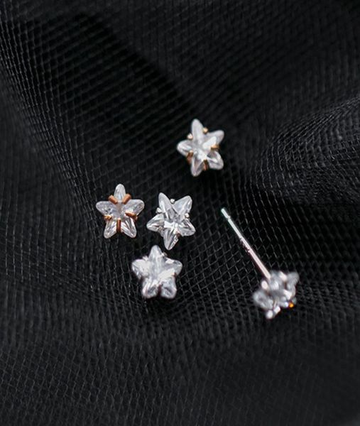 Orecchini in argento sterling 925 con design piccolo, moda, guangzhou, mercato dei gioielli, piccoli orecchini classici per ragazze con stella di alta qualità5433832