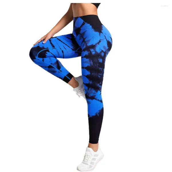 Calças femininas tie dye sem costura yoga mulheres cintura alta bulifting fitness leggings meninas moda ginásio roupas esportivas correndo calças