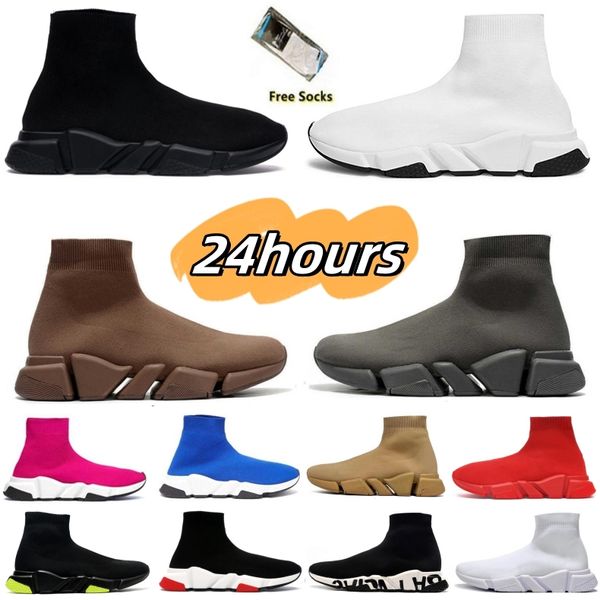 Designer Speed Recycled 2.0 Paris Sock Shoes Мужские женские дизайнерские граффити Трикотажные тройные черные, белые, коричневые, бежевые, блестящие кроссовки на платформе, роскошные кроссовки, размер 36-45