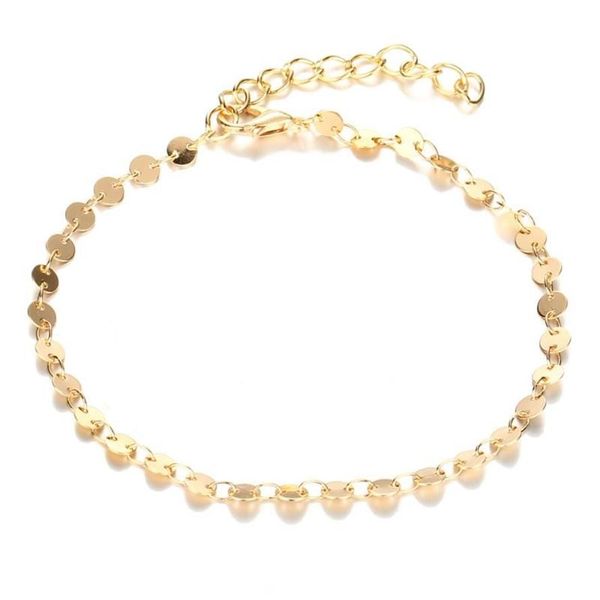 Fußkettchen Klassische Frauen Fußkettchen Armband Fuß Schmuck Gold Farbe Kette Einfache Marke Design Mode Für Mädchen Gift288Z