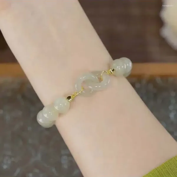 Strand vintage elegante frisado mão jewerly corda amigos coreano pulseiras pulseiras imitação hetian jade feminino pulseiras chinesas