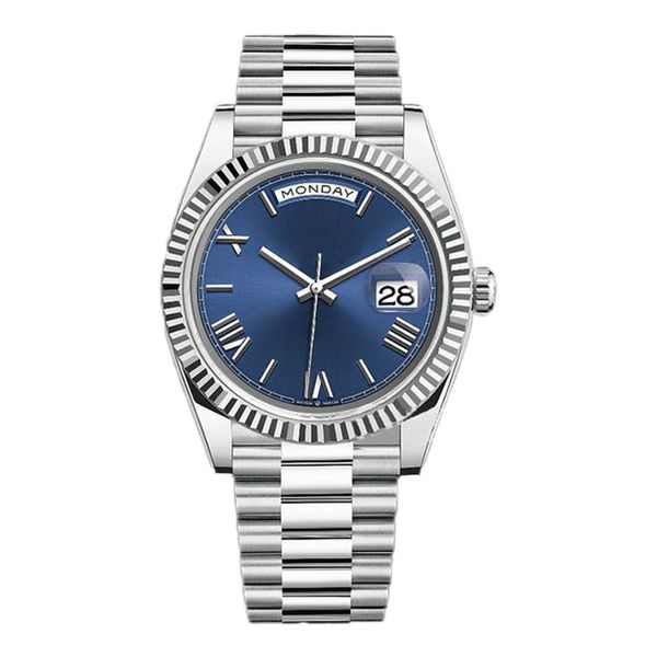 Relógio de marca para homens, máquinas automáticas, 36 41mm, numeral romano, mostrador azul, relógio de aço inoxidável, safira aaa, à prova d'água, moda feminina, relógio de negócios com caixa