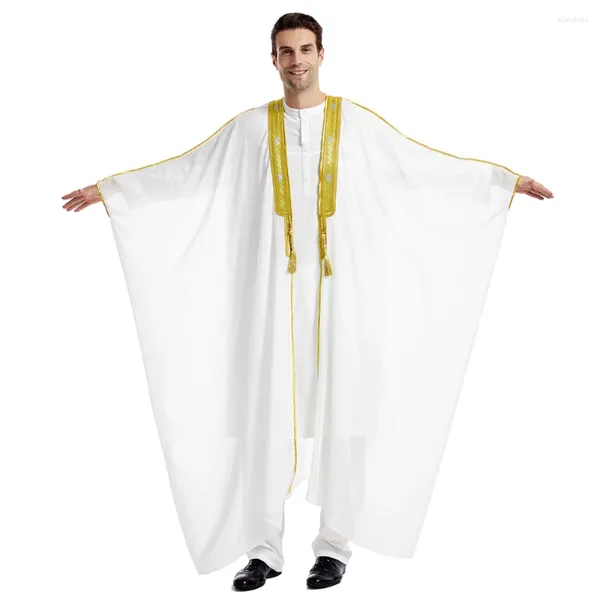 Etnik Giyim Dubai Suudi Abaya Açık Kimono Erkekler Müslüman Uzun Robe Jubba Thobe Thobe Islam Arapça Türkiye Kaftan Abayas Kaftan Orta Doğu