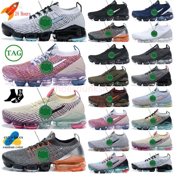 Top Quality Fly 2 3 Sapatos Esportivos Knit Triplo Branco Voando Respirável Aurora Verde Mens Mulheres Tênis Treinadores Ao Ar Livre Sapatilhas 36-45