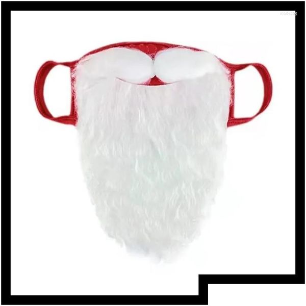 Decorações de Natal Decoração Criativo Papai Noel Máscaras de Barba Adt Unisex Rosto Reutilizável Ers para Xmas Cosplay Party Drop Delivery DHP9M