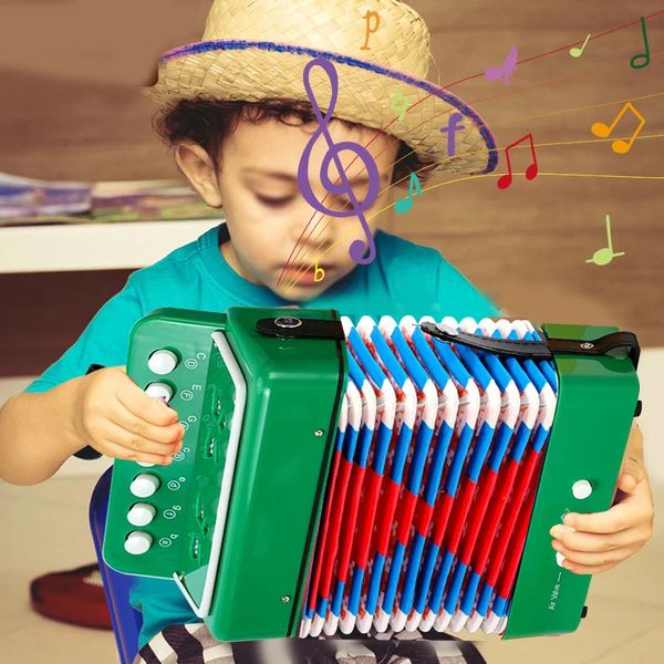 Tastaturen Klavier Akkordeon Spielzeug 7 TastenAkkordeons für Kinder 10 Tasten Musikinstrument Lernspielzeug Geschenke Kleinkinder Anfänger Jungen Mädchen 231201