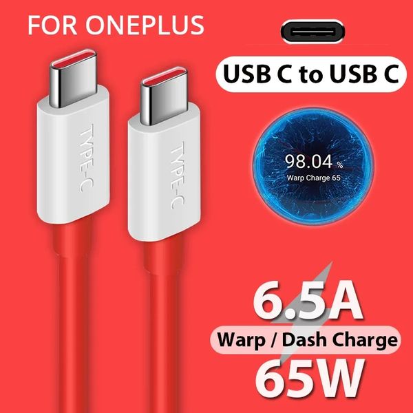 6,5 А, 65 Вт, кабель для быстрой зарядки USB PD USB C для Oneplus 8T Oneplus 9 8r 8 7 Warp Charge для интерфейса Type-C, кабель для зарядки телефона