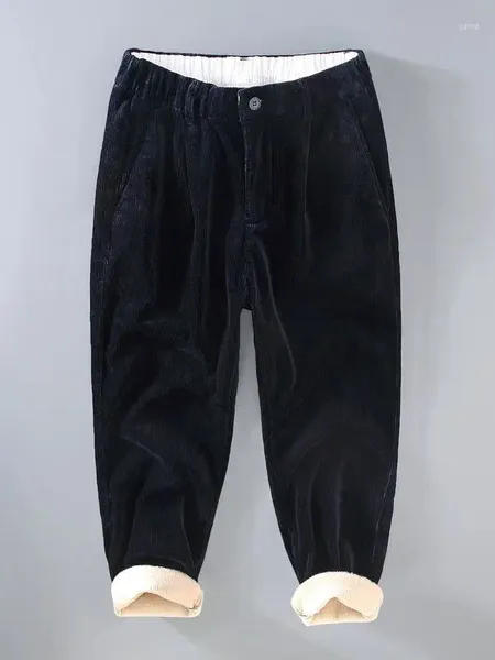 Pantaloni da uomo in velluto a coste spesso tubo dritto sciolto casual lungo peluche addensato autunno e inverno caldo