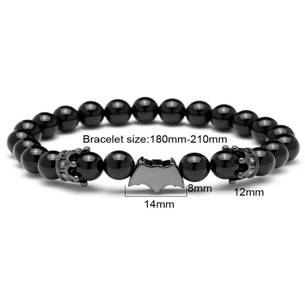 Moda Mcllroy Bracciale con perline Bracciale da uomo in pietra naturale nera Bracciale con ciondolo Super Hero Halloween Pulseira masculina Christmas5686325