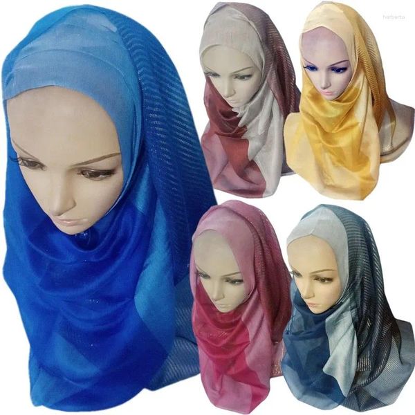 Lenços moda mulheres cachecol elegante muçulmano hijab turbante senhoras retalhos cor listrada xales islam árabe headbands 2023