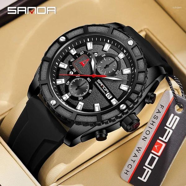 Relógios de pulso Sanda 5315 Fashion Business Watch for Men casual Waterproof Imperptones Wristwatch Data StopWatch Sport Male Relógio Relogio Masculino
