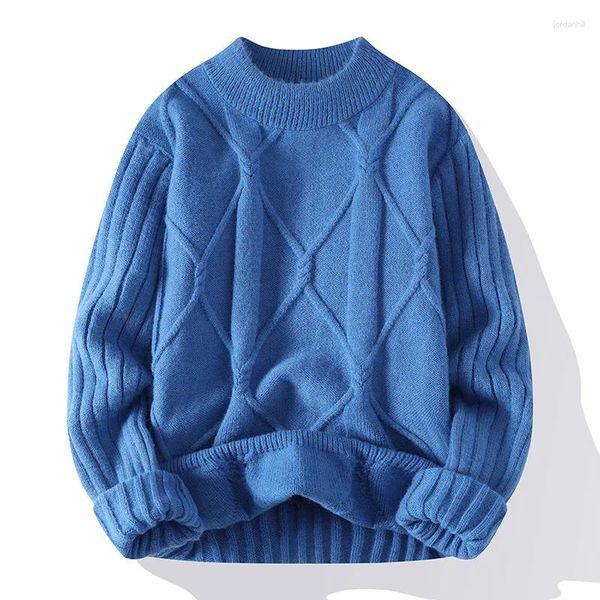 Giacche da uomo Uomo Bianco O-Colletto Maglioni Abbigliamento Inverno Vintage Maglione Cappotti Solido Pullover a righe Dolcevita da uomo Autunno M-3XL