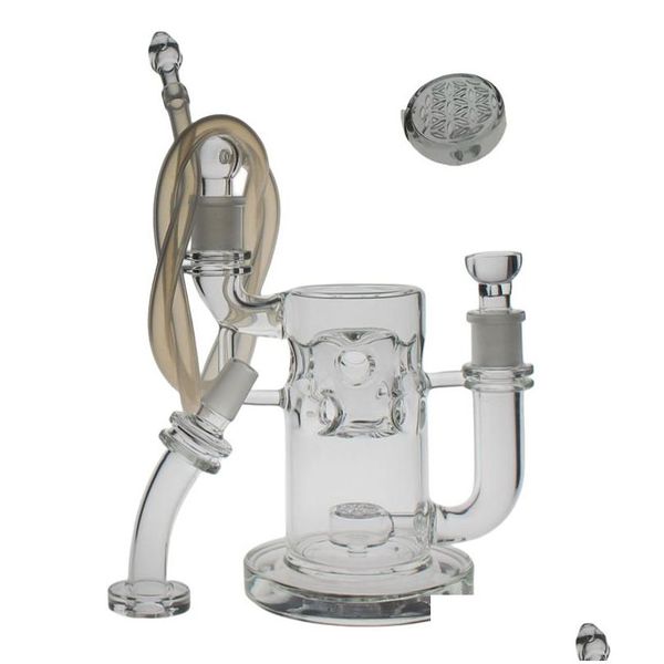 Tubi per fumatori 70mm Narghilè Vaporizzatore più grande Bong svizzero Spessore dritto Fab Dab Rig Saml Vapore in vetro con seme della vita Perc Dimensioni giunto 1 Ot4Dl