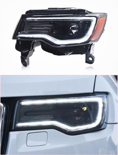Светодиодные фары дневного света для Jeep Grand Cherokee с динамическим указателем поворота, лампа дальнего света 2014-2021 гг.