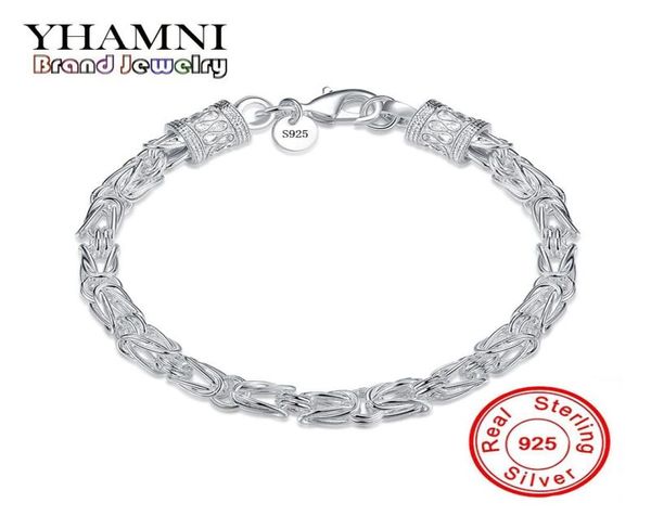 YHAMNI Lusso Originale Bracciale In Argento Sterling 925 Catena Curb Moda Uomo Bracciale Donna Con Timbro S925 Gioielli In Argento Sterling 9519350