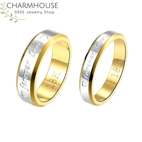 Anéis de casamento Conjuntos de anéis de casal para homens mulheres 18k cor dourada GP Forever Lover Band Noivado Bague Femme Moda Jóias Gi2300