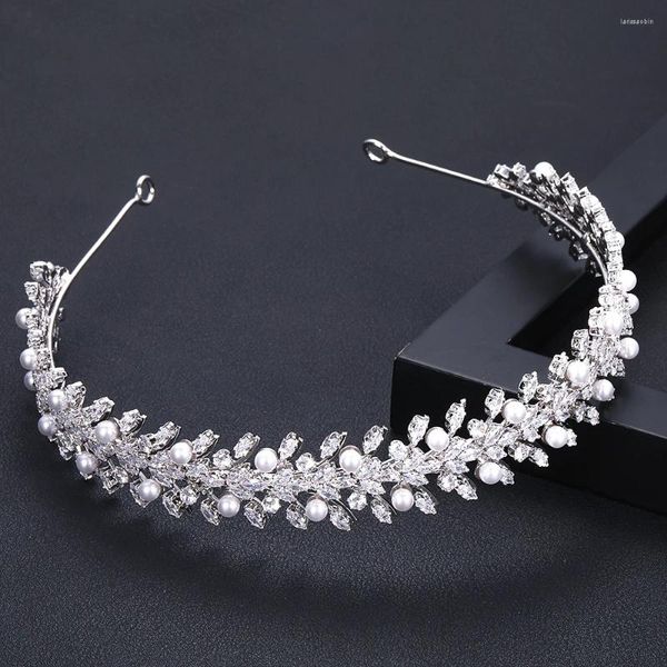 Haarspangen Jankelly Kristallperle Damen Hochzeit Kopfschmuck mit Würfelzirkon Großhandel Brautaccessoires Kopfschmuck Tiaras