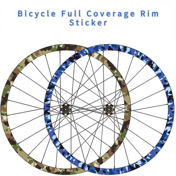Conjuntos de grupos de bicicleta Camuflagem MTB Rim Adesivos Largura 19mm Road Bike Roda Conjunto Decalques Ciclismo Película Protetora 26 