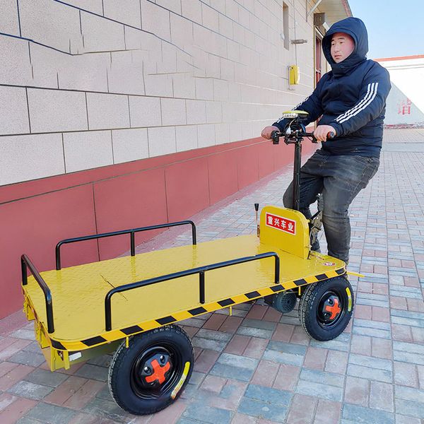 Veicolo da trasporto elettrico a pianale, officina da cantiere, camion a pianale azionato a piedi