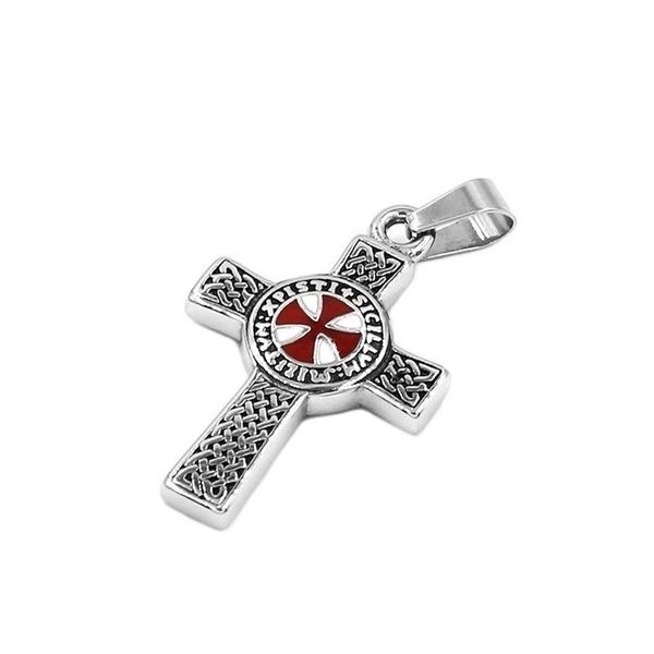 Mode Keltischer Knoten Rotes Kreuz Anhänger Edelstahl Schmuck Templer Rüstung Schild Ritter Kreuz Männer Anhänger Wholesal233D