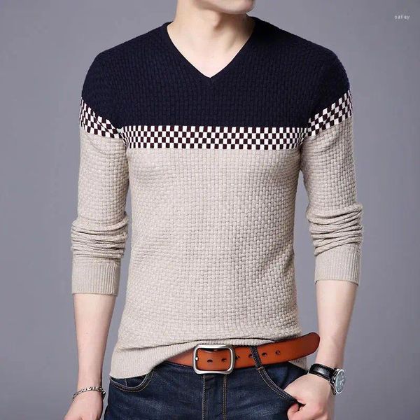 Männer Pullover Kleidung Plaid Pullover V-ausschnitt Rot Strickpullover Männliche Bestellung Hohe Qualität Hässliche Casual Winter 2023 Dicke klassische X A