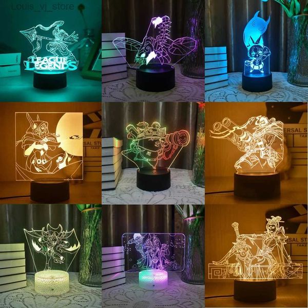 LED Neon Sign LOL League of Legends Figura de jogo Jhin Kha Zix 3D LED Neon Night Light para criança sala de estar Decoração colorida Lâmpada de Natal presente YQ231201