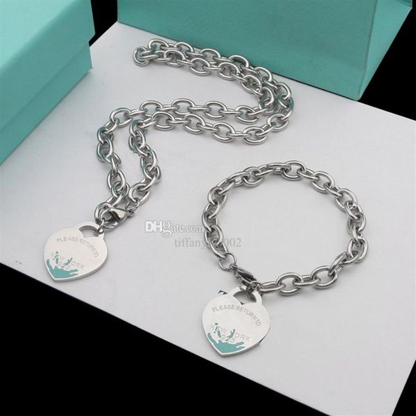 donna uomo BRACCIALE MOVE Collana a goccia olio Set di gioielli firmati cuore Compleanno Regalo di Natale Collane in argento 925 Bracciali Wed248o