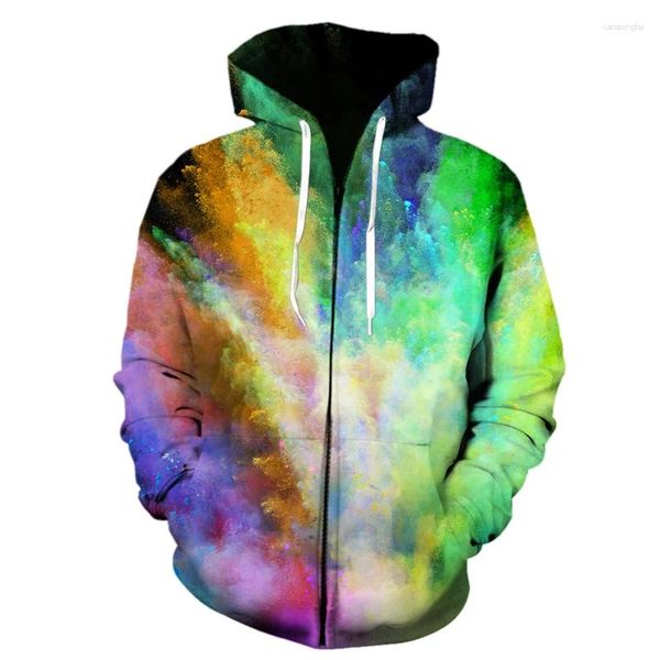 Männer Hoodies Zipper Bunte Rauch 3D Gedruckt Männer Frauen Kinder Streetwear Pullover Langarm Sweatshirts Coole Mode Jacke