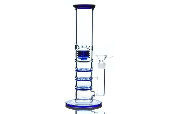 Grün Blau Klare Wasserpfeifen 16 Zoll Gerades Rohr Glasbongs Dicke Triple BeeComb Perc Birdcage Percolator Wasserpfeifen 18mm Gelenk Oi2625461