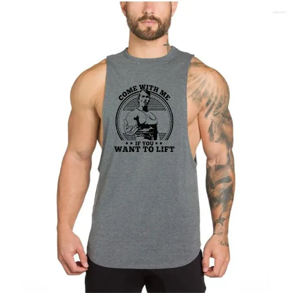 Tanques masculinos 2023 Mens Muscle Sporting Casual Gym Top Moda Esportes Musculação Fitness Singlets Correndo Sem Mangas Colete de Algodão