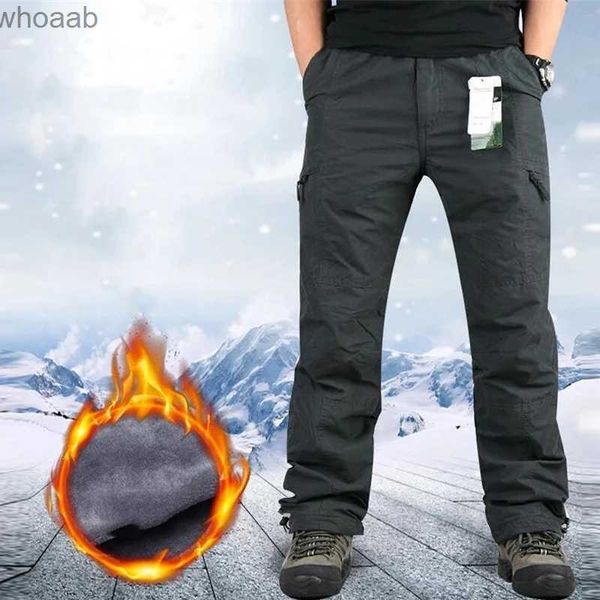 Herrenhosen Winter Fleece Doppelschichtige Cargohose Männer Dicke Warme Lässige Baumwolle Baggy Overalls Rip-Stop Militärische Taktische Thermohose YQ231201