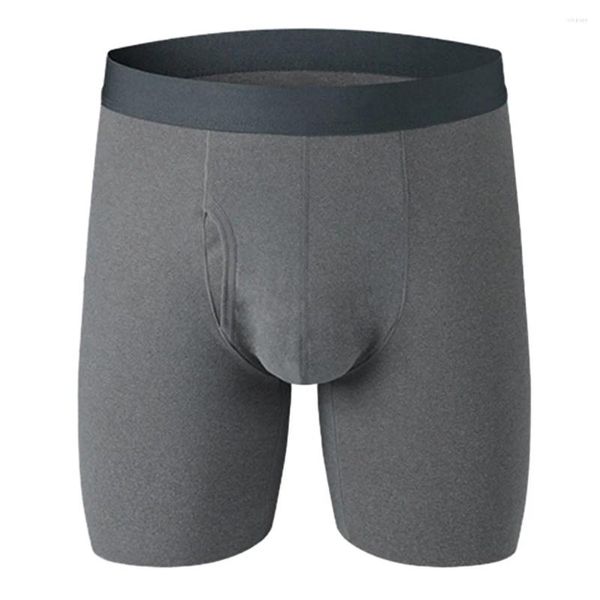 Cuecas masculinas de perna longa calcinha ultra-macia elasticidade roupa interior boxer shorts conforto sólido braethable briefs casual roupa de banho