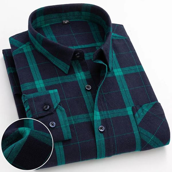 Freizeithemden für Herren, Frühling und Herbst, 100 % Baumwolle, Flanell, kariert, Herrenhemden, lässig, langärmelig, reguläre Passform, Heimhemden für Herren, Kleidung, 6XL, 5XL, 231201