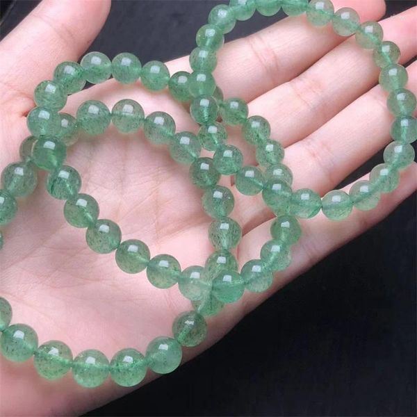 Braccialetti a maglie Bracciale al quarzo verde fragola naturale Ciondoli a corda Fatti a mano Fortuna Energia Minerale Donna Amuleto Gioielli Regalo 1 PZ