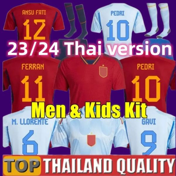 Spedizione gratuita 23 24 SpAinS Maglie da calcio Squadra nazionale Unifroms 22/2023 FERRAN CANALES ANSU FATI KOKE ASENSIO PEDRI MORATA Kit per bambini Uomo T-shirt da calcio Jersey