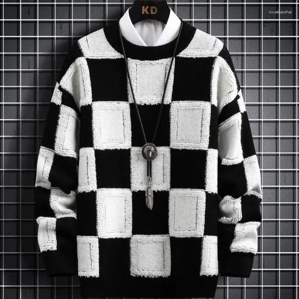 Männer Pullover 2023 Koreanische Pullover Pullover Hohe Qualität Dicke Warme Kaschmir Luxuriöse Plaid Designer Kleidung