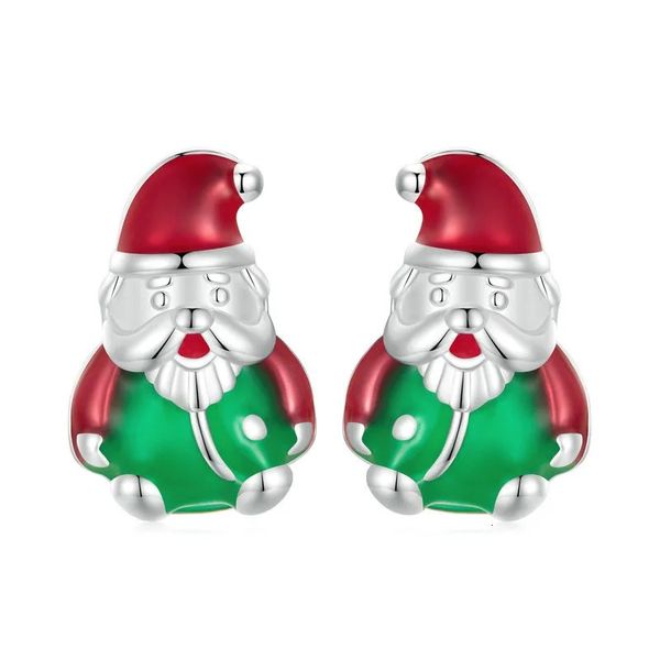 Orecchini a bottone in argento sterling 925 con Babbo Natale Orecchini a bottone con fibbia Luminosi orecchini di Natale pendenti per donne ragazza regalo regalo carino 231130