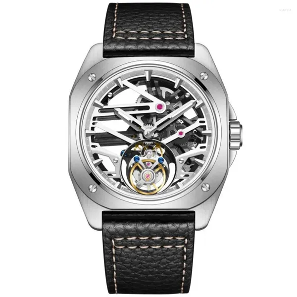 Armbanduhren Aesop Herrenuhren Fliegende Tourbillion-Uhr Mechanische männliche doppelseitige hohle Saphirkristall-wasserdichte Uhren